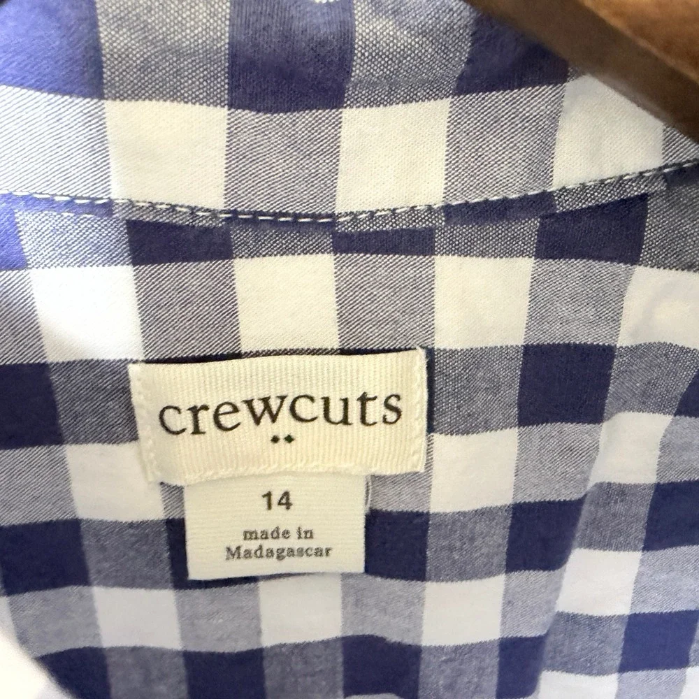 Crewcuts J.Crew Boys 14 Navy White Gingham Check Button Down Shirt Re-Imagined